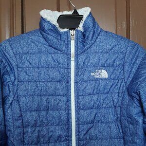 The North Face Reversible Blue Puffer Jacket Girl size L (14/16)